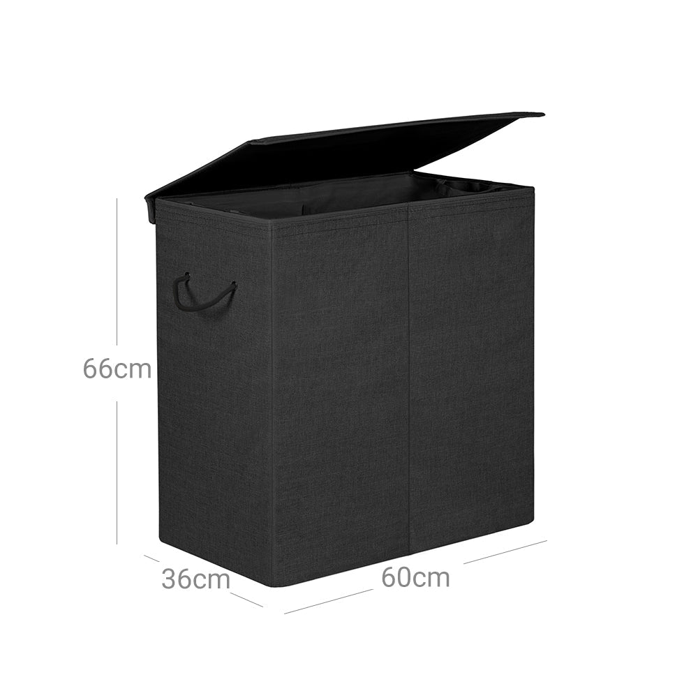 Wäschekorb - 142 l - Waschmaschine mit getrennten Themen - Schwarz