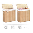Wäschereikorb - mit 3 Fächern - abnehmbare Taschen - natürlich