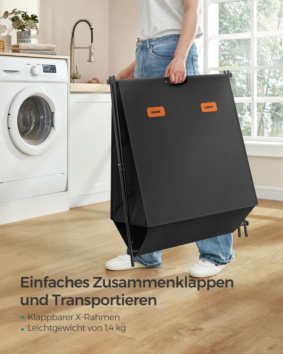 Wäschereikorb 115 Liter mit 2 Fachkompartimenten -Black