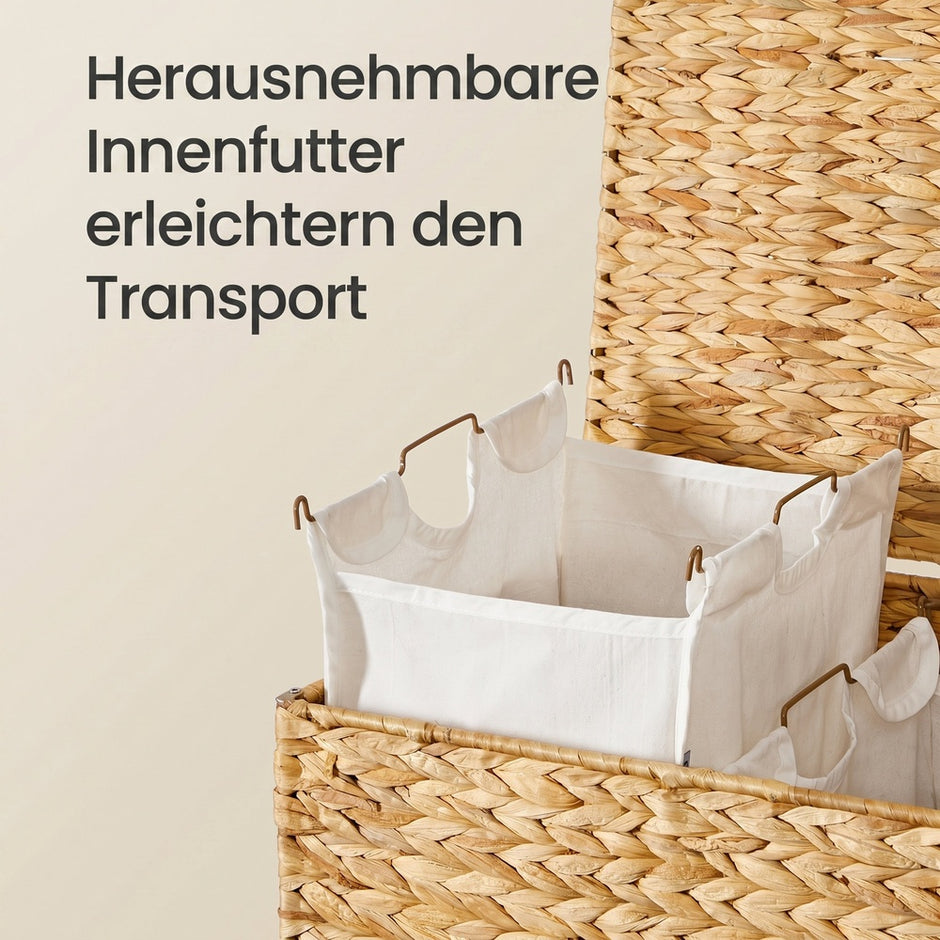 Wasmand - Met Meerdere Vakken en Deksel - Naturel - 76 x 40 x 70 cm