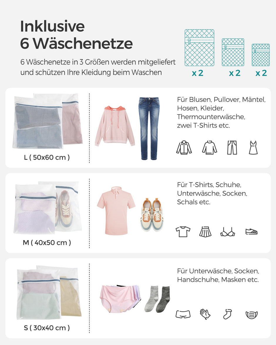 Wasmand met Deksel - 2 Vakken - 90 Liter - Handgeweven - Wit