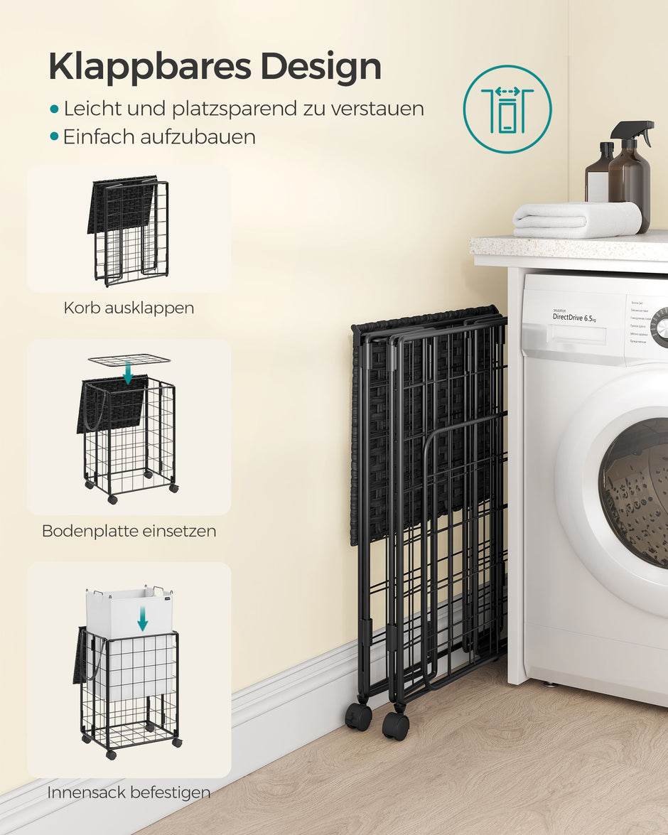 Wäschereikorb und Wäsche-Raum-ink-Schwarz-Wölnwit