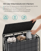 Wäscherei Korb-130 L-removable mit Rädern-Ink-Black-Leigrijs