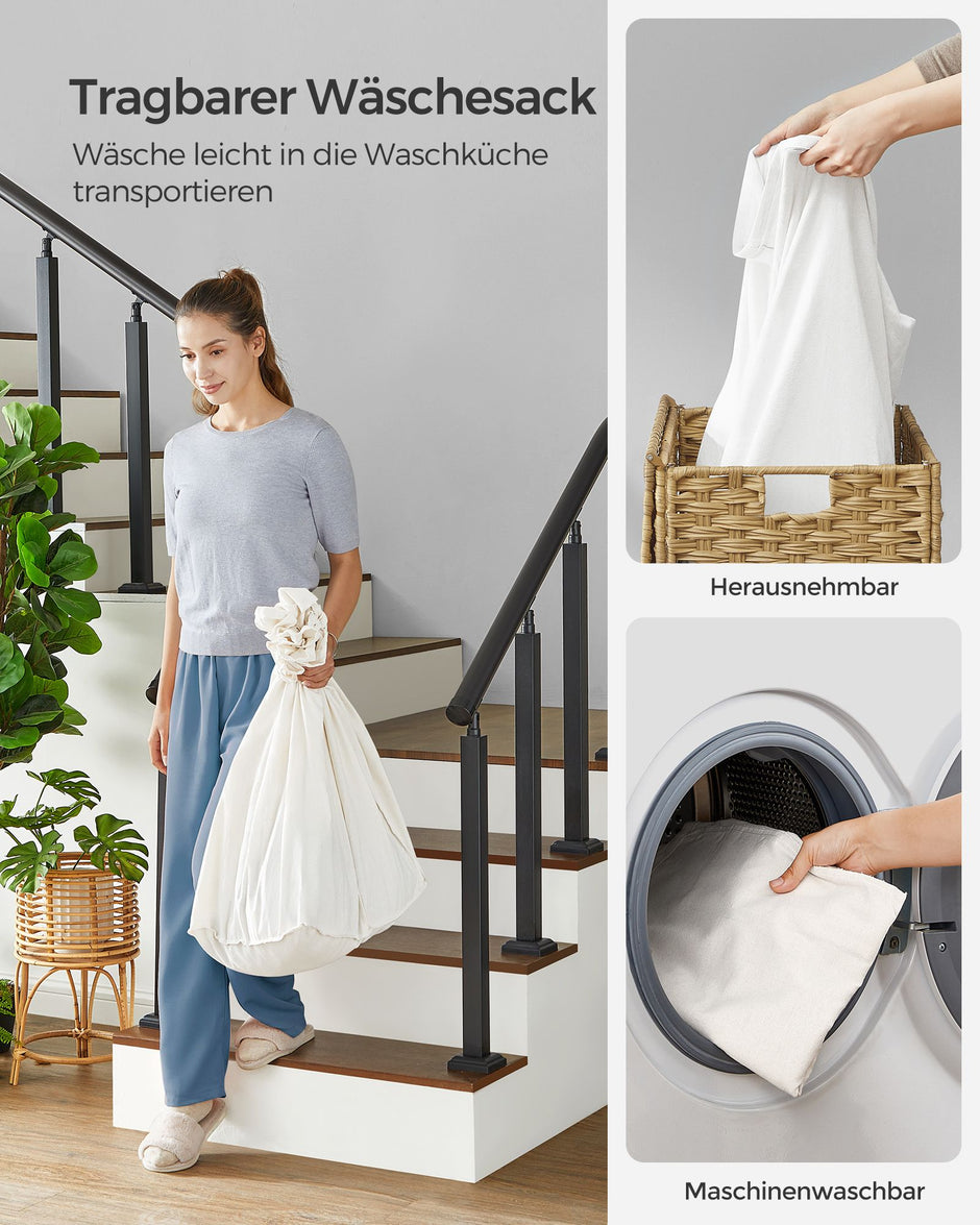 Wäschereikorb - mit abnehmbarem Deckel - natürliche Farbe