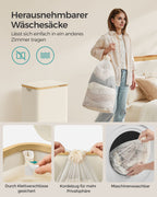 Wäschereikorb 90 Liter mit abnehmbarer Wäschebeutelcreme weiß