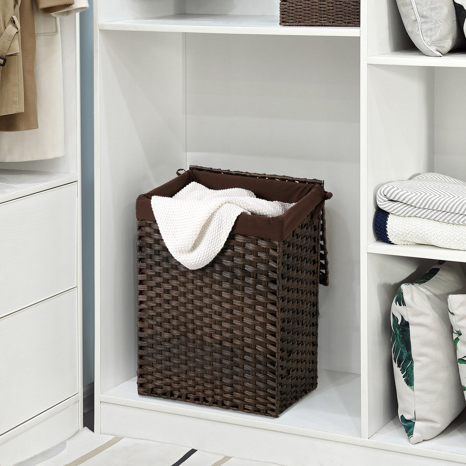 Wäschereikorb - Polyrotaner - 90 l - Brown