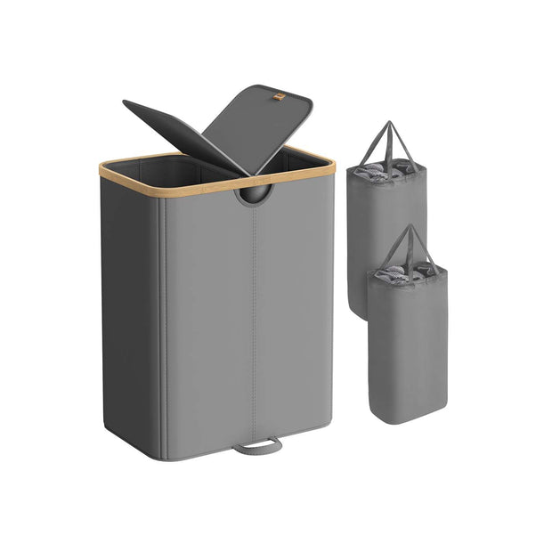 Wäschekorb mit zwei Fächern und Deckel