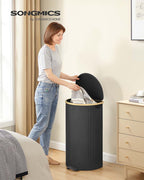 Wäschereikorb mit Deckel und abnehmbarem Beutel-Tinten-Schwarz-Natural-Beige