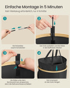 Wäschereikorb mit Deckel und abnehmbarem Beutel-Tinten-Schwarz-Natural-Beige