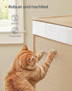 Wäschekorb 100 l mit 2 Fächern und Rädern Natural Beige-mat weiß