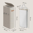 Wasmand - 65 liter - 39 x 22 x 75 cm - met deksel en handvatten - beige - maximaal 10 kg