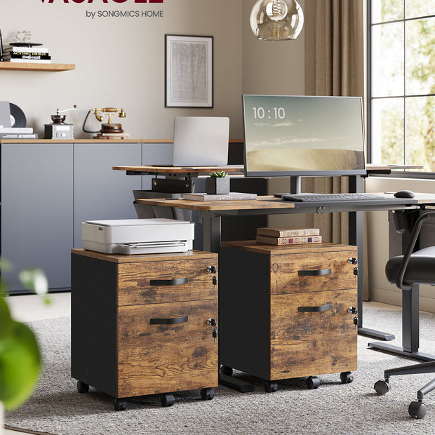 Schließbarer Rollenbehälter mit 2 Schubladen und 5 Rädern