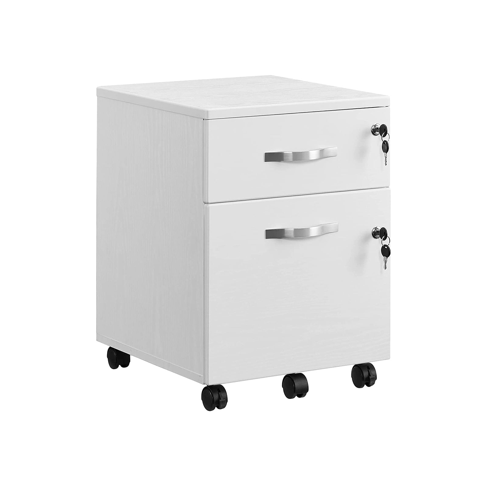 Rollbehälter - Schubladeneinheit auf Rädern - mit 2 Schlössern - Weiß