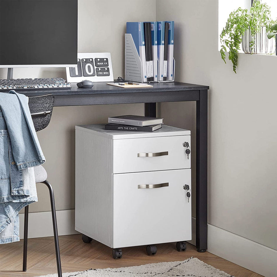 Rollbehälter - Schubladeneinheit auf Rädern - mit 2 Schlössern - Weiß