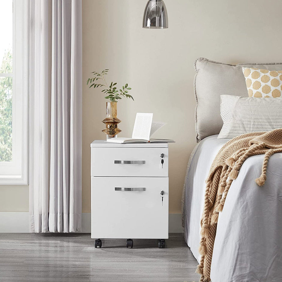 Rollbehälter - Schubladeneinheit auf Rädern - mit 2 Schlössern - Weiß