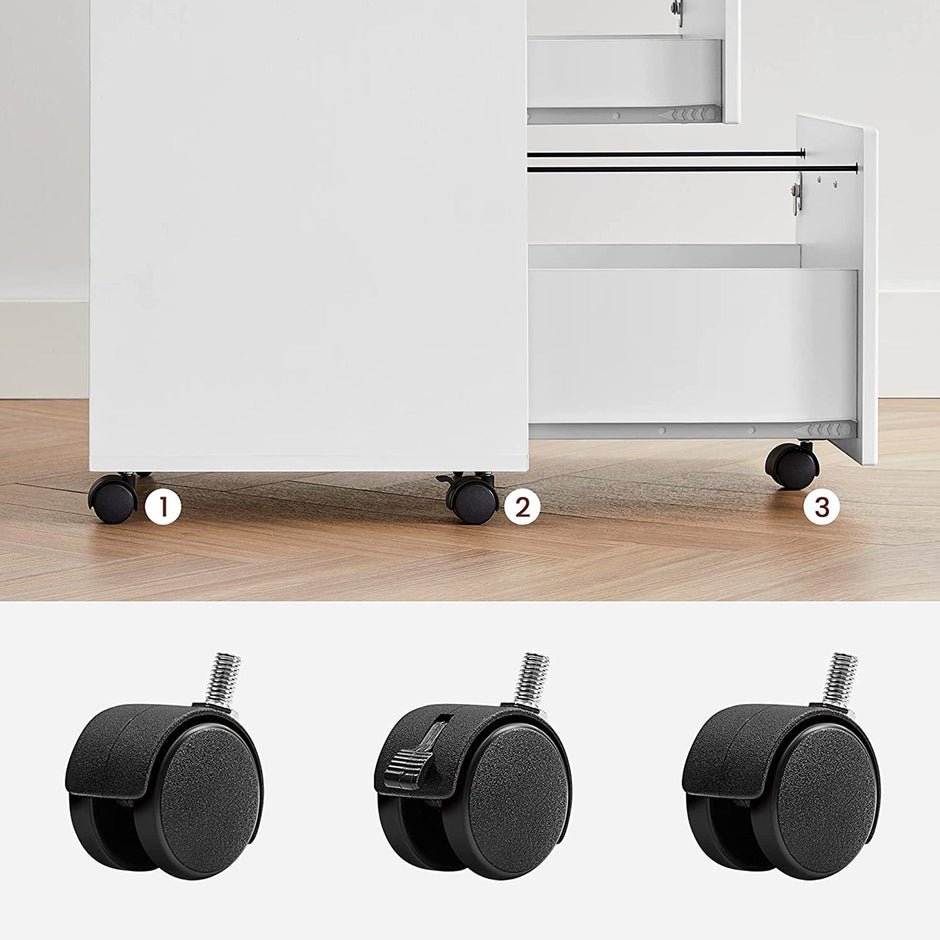 Rollbehälter - Schubladeneinheit auf Rädern - mit 2 Schlössern - Weiß