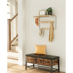 Wandtellack-mit Regal-10 abnehmbarer Hooks-Eak-White