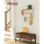 Wandtellack-mit Regal-10 abnehmbarer Hooks-Eak-White