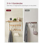 Wandtellack-mit Regal-10 abnehmbarer Hooks-Eak-White