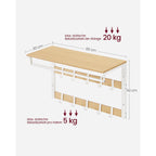 Wandtellack-mit Regal-10 abnehmbarer Hooks-Eak-White