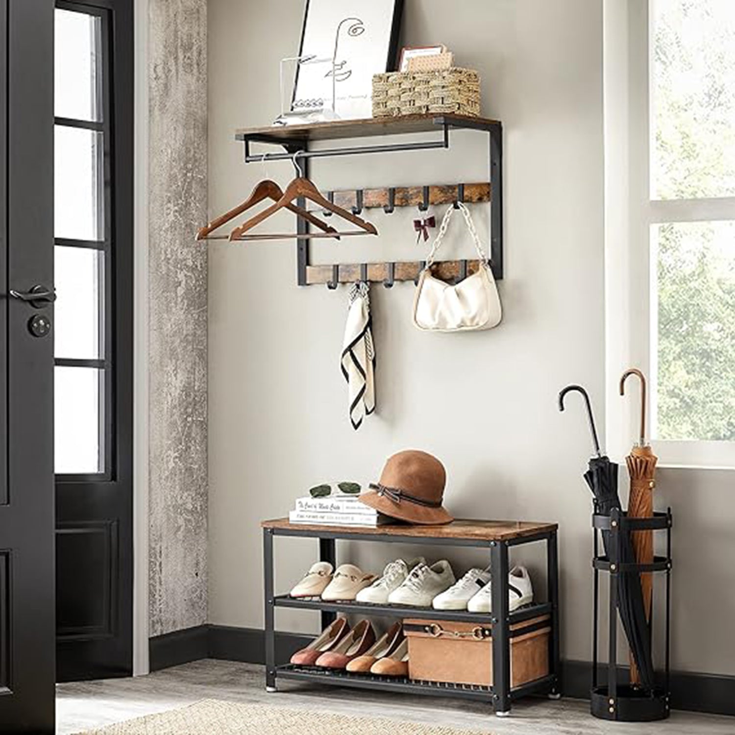 Wandbedeckungsregal mit Metallrahmen-Vintage-BROW-Zweiten