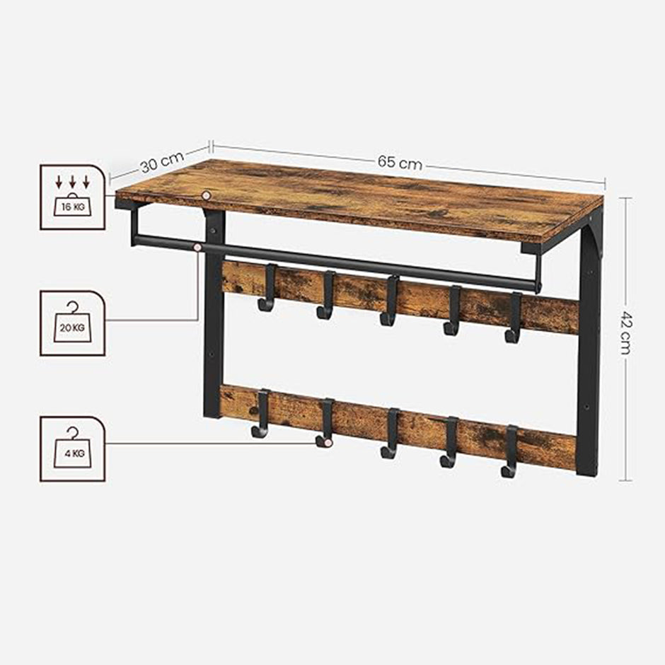 Wandbedeckungsregal mit Metallrahmen-Vintage-BROW-Zweiten