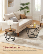 Runder Couchtisch Set von 2-Vintage-Flair-Vintage-Braun-Inktzwart