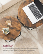 Runder Couchtisch Set von 2-Vintage-Flair-Vintage-Braun-Inktzwart