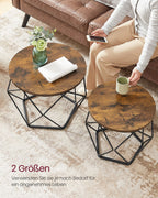Runder Couchtisch Set von 2-Vintage-Flair-Vintage-Braun-Inktzwart