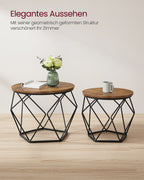 Runder Couchtisch Set von 2-Vintage-Flair-Vintage-Braun-Inktzwart
