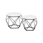 Runder Couchtisch Set von 2-Vintage-Flair-Vintage-Braun-Inktzwart