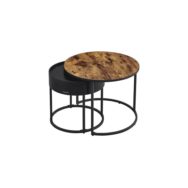 Runder Couchtisch Set von 2 Vintage Brown-Ink-Schwarz
