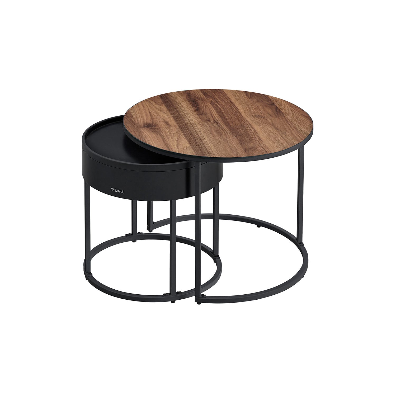 Runder Couchtisch Set von 2 Vintage Brown-Ink-Schwarz