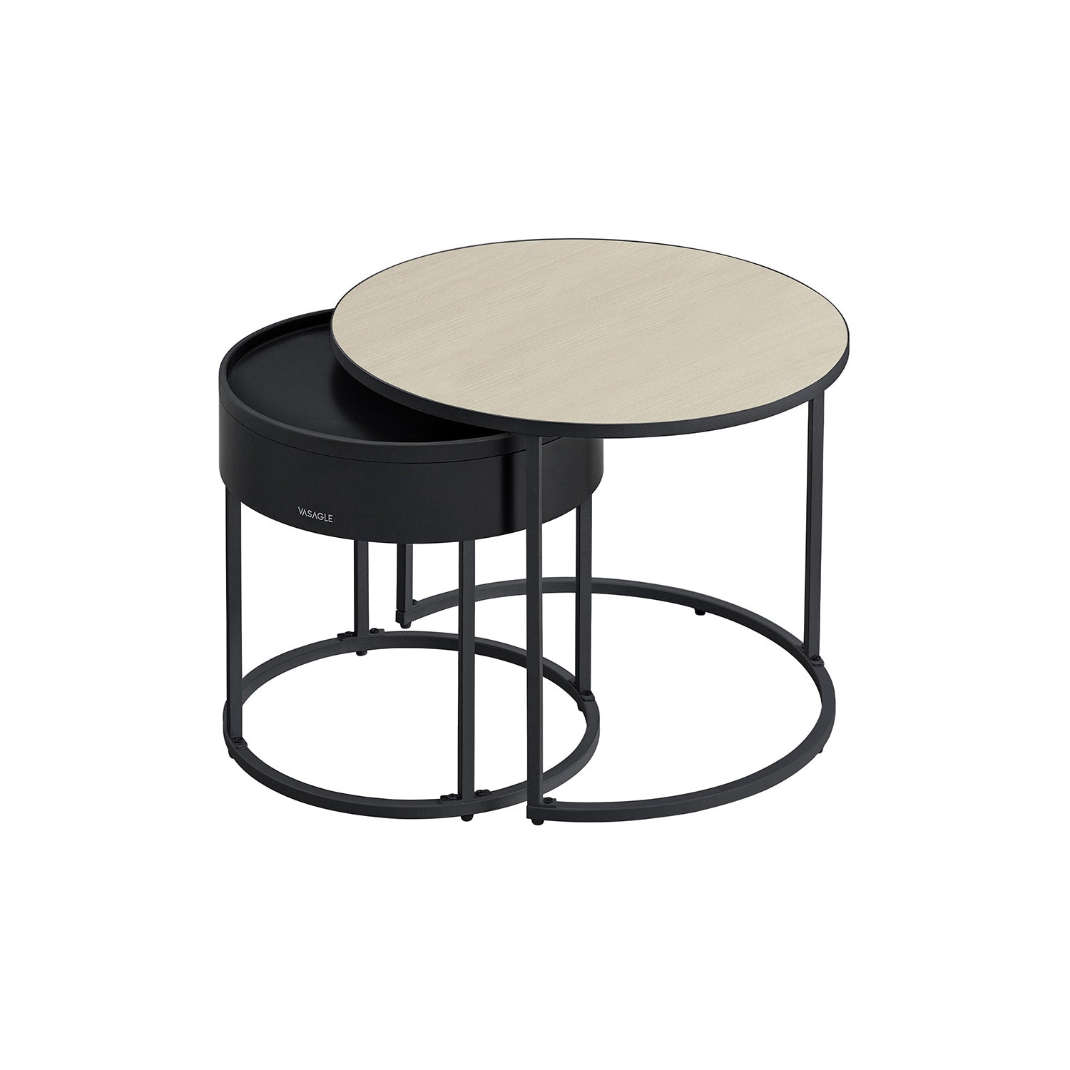 Runder Couchtisch Set von 2 Vintage Brown-Ink-Schwarz