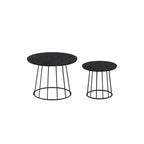 Couchtisch Set von 2 mit Stahlrahmen in natürlicher Walnussfarbe