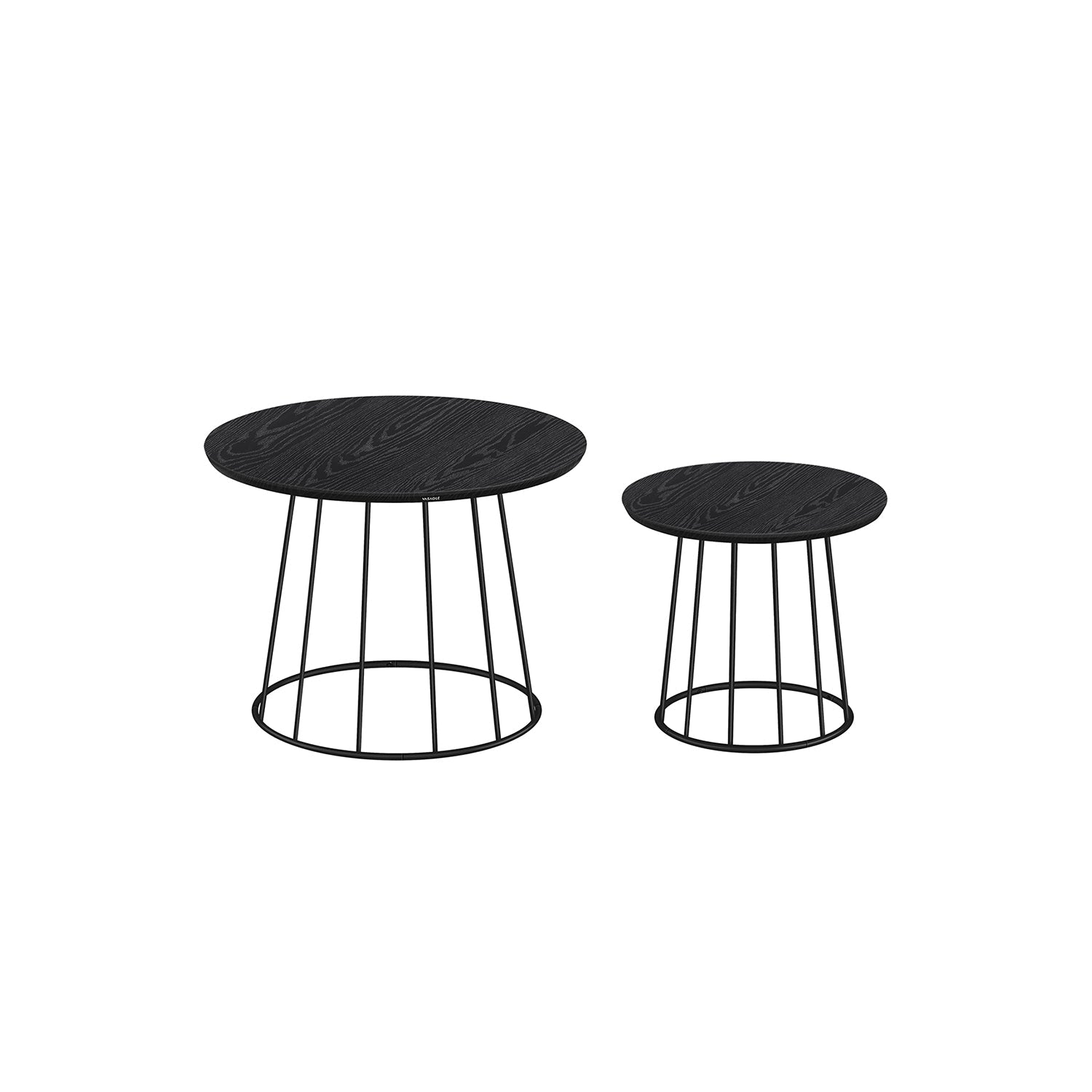 Couchtisch Set von 2 mit Stahlrahmen in natürlicher Walnussfarbe