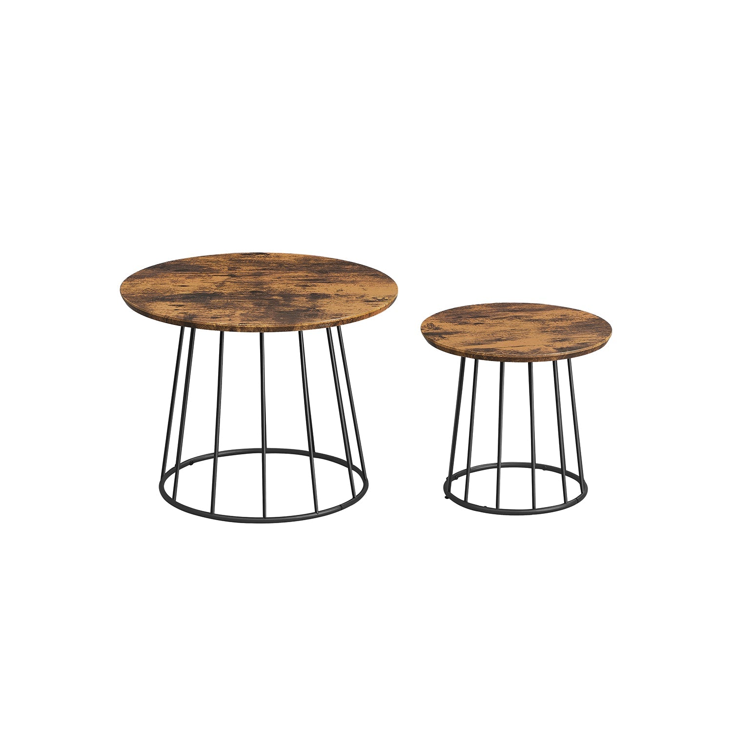 Couchtisch Set von 2 mit Stahlrahmen in natürlicher Walnussfarbe