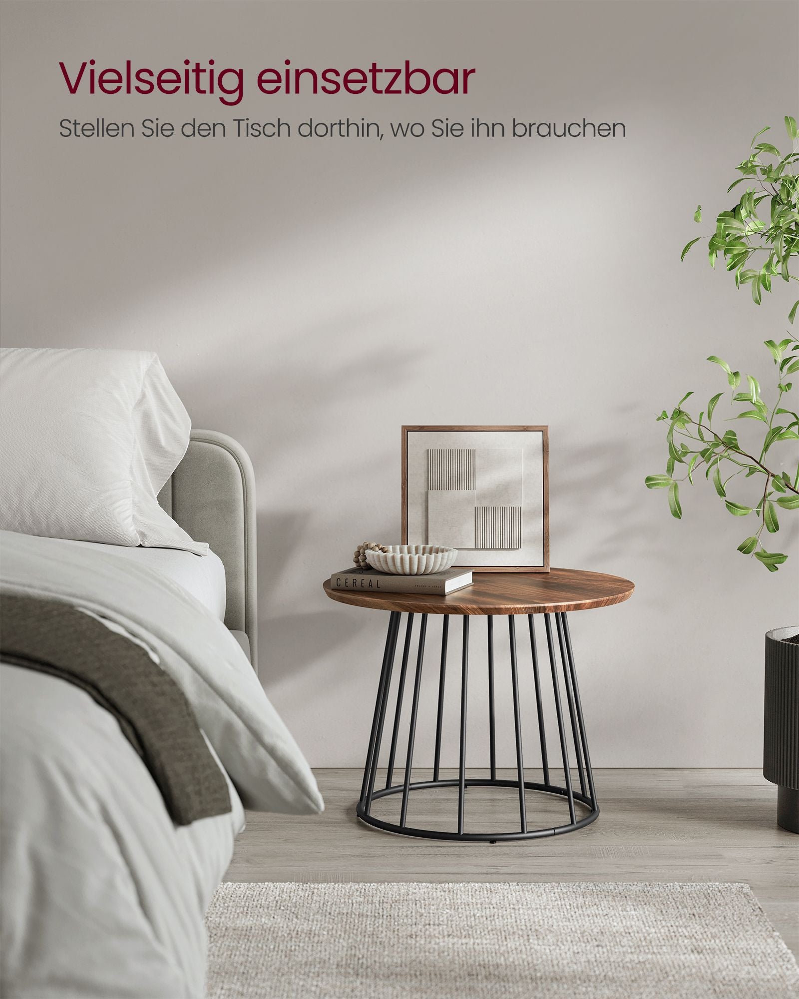 Couchtisch Set von 2 mit Stahlrahmen in natürlicher Walnussfarbe