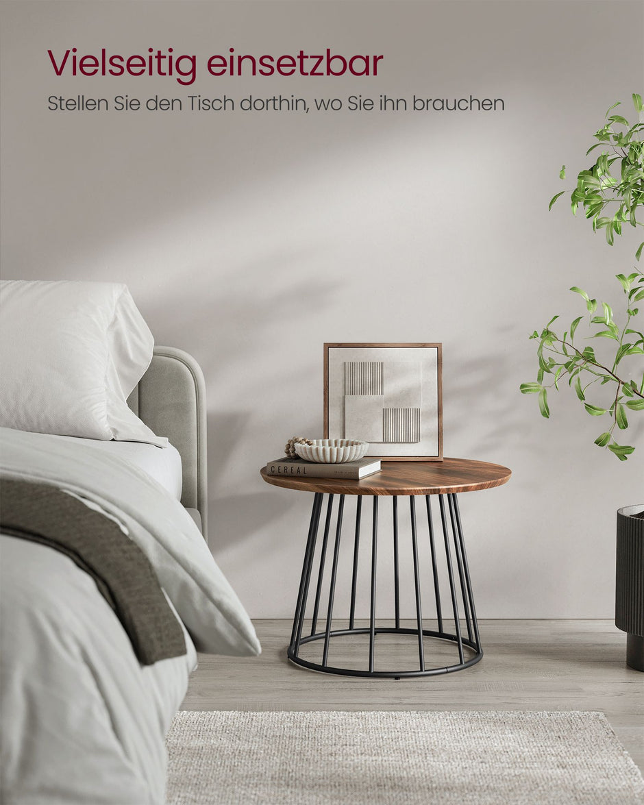 Couchtisch Set von 2 mit Stahlrahmen in natürlicher Walnussfarbe