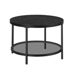 Couchtisch-2 Levels-Glasblech-Marble Black-Ink Black Schwarz