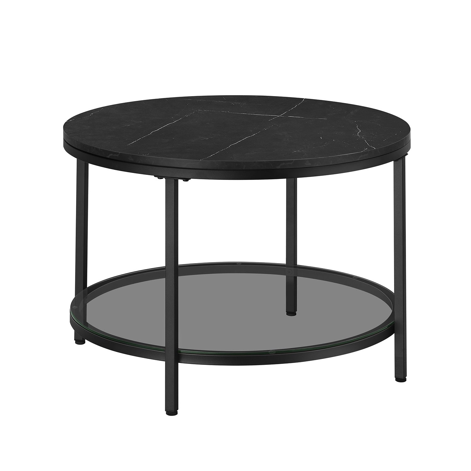 Couchtisch-2 Levels-Glasblech-Marble Black-Ink Black Schwarz