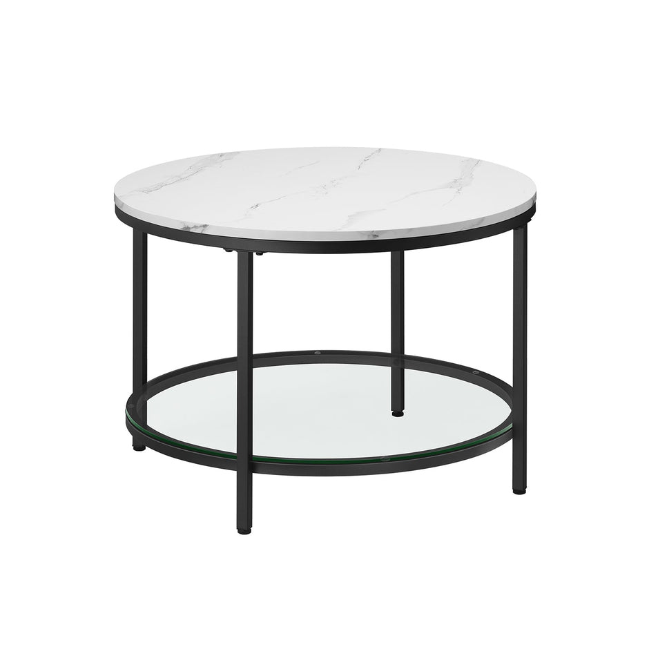 Couchtisch-2 Levels-Glasblech-Marble Black-Ink Black Schwarz