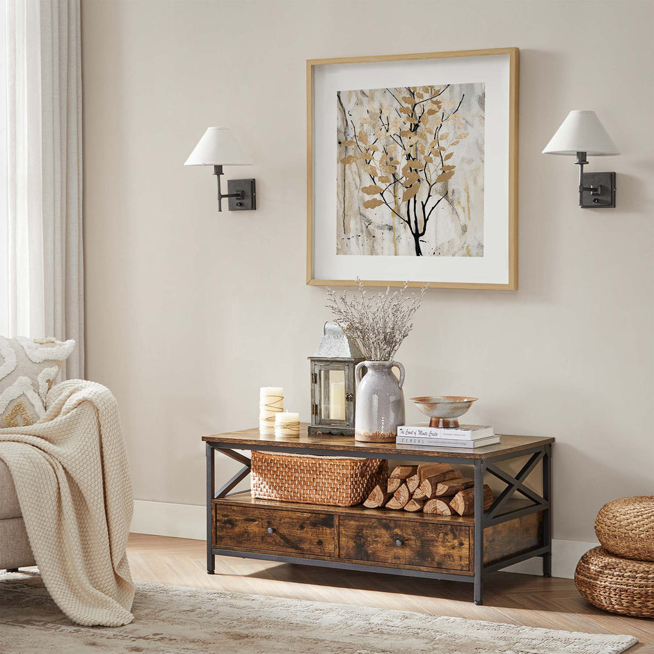 Couchtisch - Wohnzimmertisch - mit 2 Schubladen - 100 x 55 x 45 cm - braun