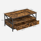 Couchtisch - Wohnzimmertisch - mit 2 Schubladen - 100 x 55 x 45 cm - braun