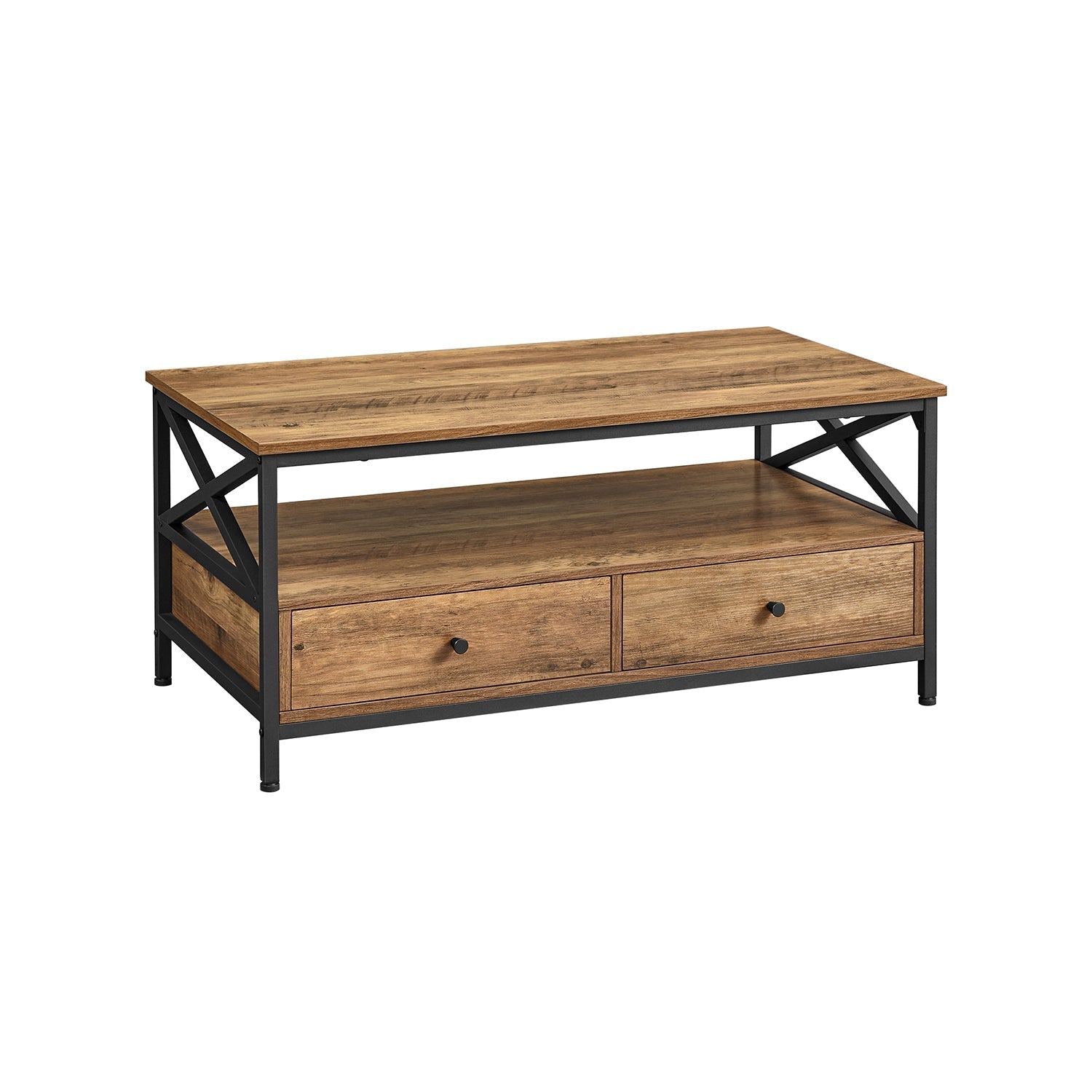 Couchtisch - Wohnzimmertisch - mit 2 Schubladen - 100 x 55 x 45 cm - braun