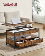 Couchtisch mit Schubladen-Vintage Brown-Ink-Schwarz