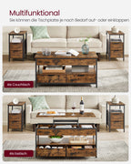 Couchtisch mit Schubladen-Vintage Brown-Ink-Schwarz