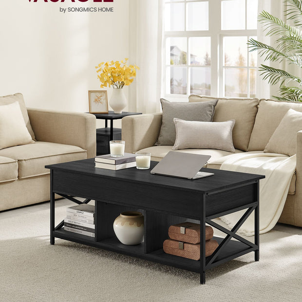 Couchtisch-mit verstecktes Speicherplatz-verstellbarer Anthrazitgrau-Schwarz