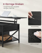 Couchtisch-mit verstecktes Speicherplatz-verstellbarer Anthrazitgrau-Schwarz