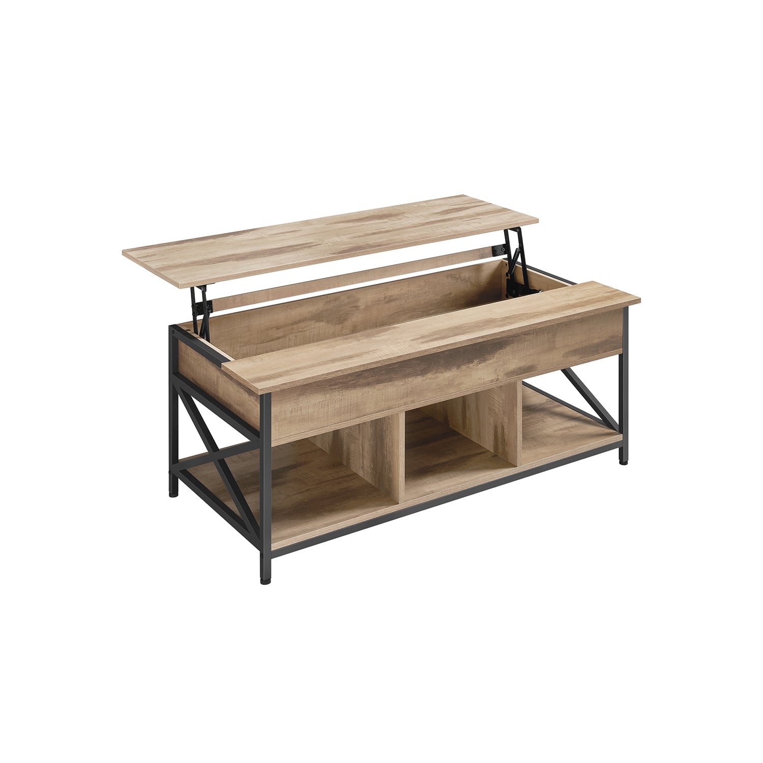 Couchtisch-mit verstecktes Speicherplatz-verstellbarer Anthrazitgrau-Schwarz